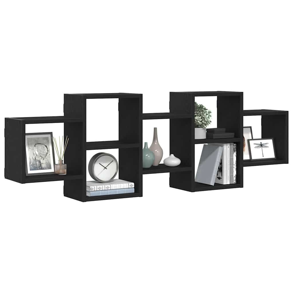 Wandregal Schwarz Eichen-Optik 129x18x42 cm Holzwerkstoff