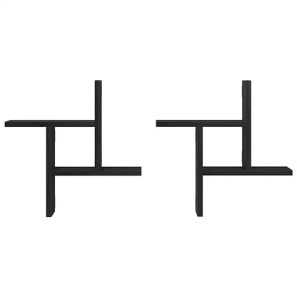 Wandregale 2 Stk. Schwarz Eichen-Optik 38x12x38cm Holzwerkstoff