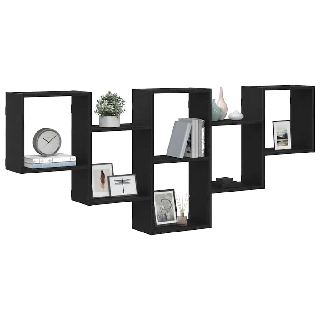 Wandregal Schwarz Eichen-Optik 159x18x66 cm Holzwerkstoff