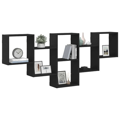 Wandregal Schwarz Eichen-Optik 159x18x66 cm Holzwerkstoff