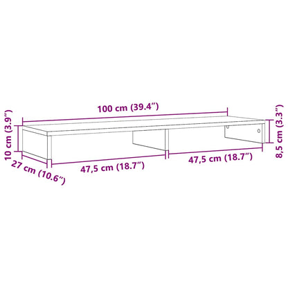 Monitorständer Schwarz Eichen-Optik 100x27x10 cm Holzwerkstoff