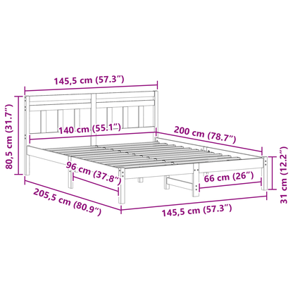 Bettgestell mit Kopfteil Braun Kiefernholz