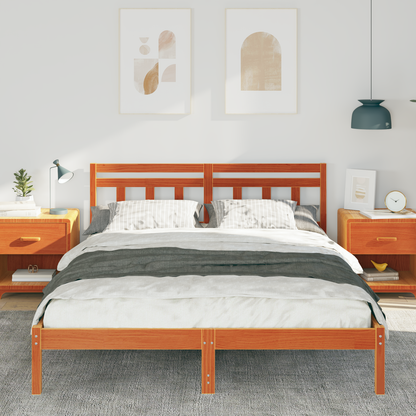 Bettgestell mit Kopfteil Braun Kiefernholz