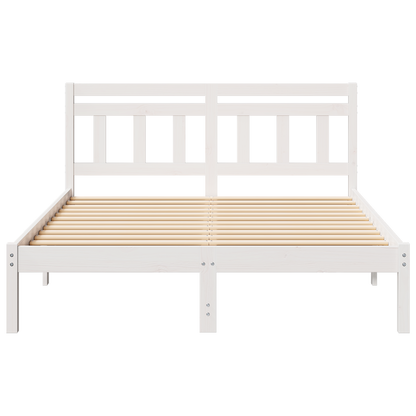 Bettgestell mit Kopfteil Weiß Kiefernholz