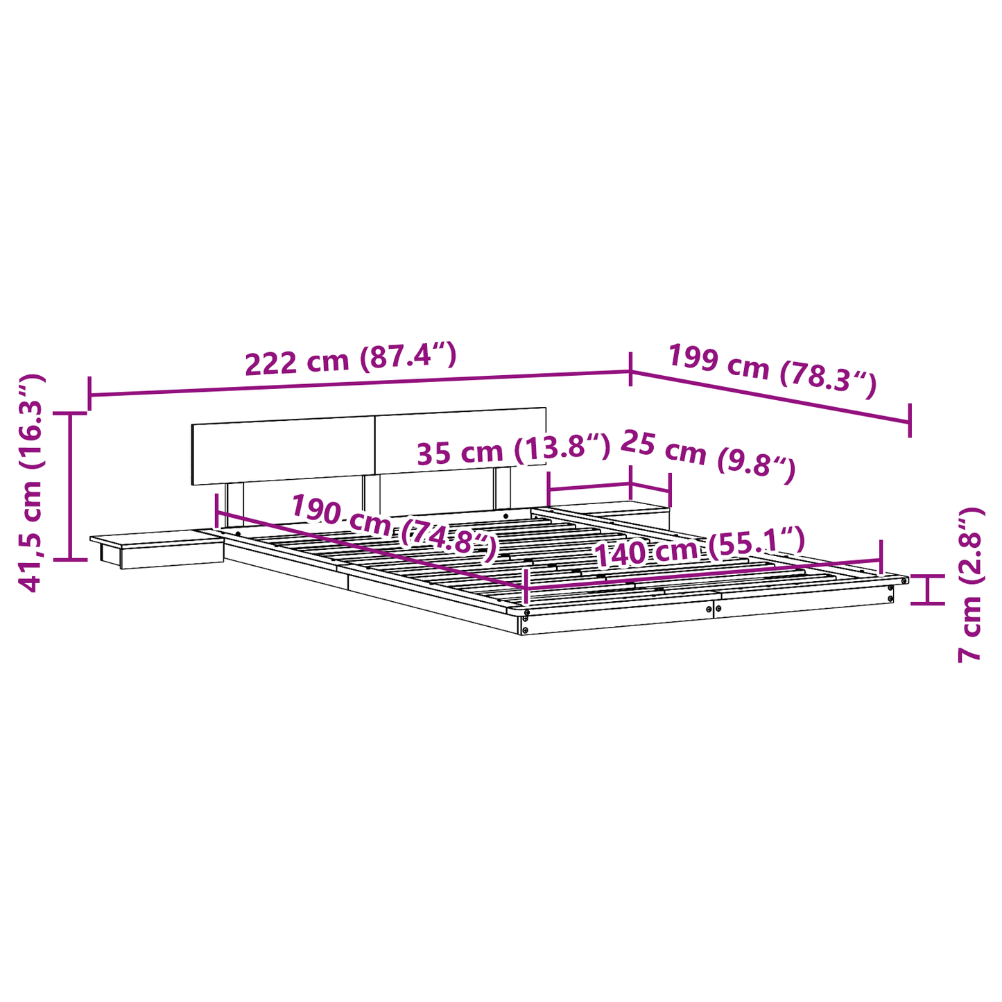 Bettgestell Braun 140 x 190 cm Holz