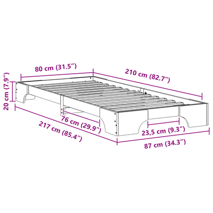 Bodenbettgestell mit Speicher Braun Holz