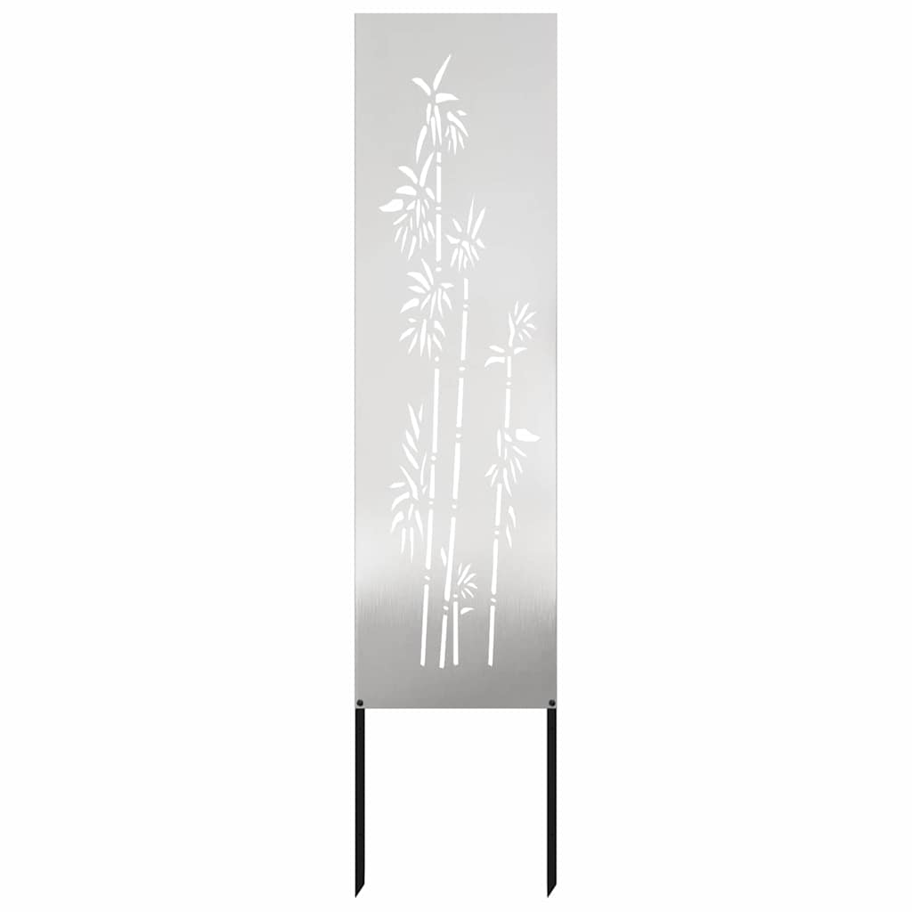 Garten Sichtschutz-Leinwand Floral Silber 32 x 140 cm Edelstahl