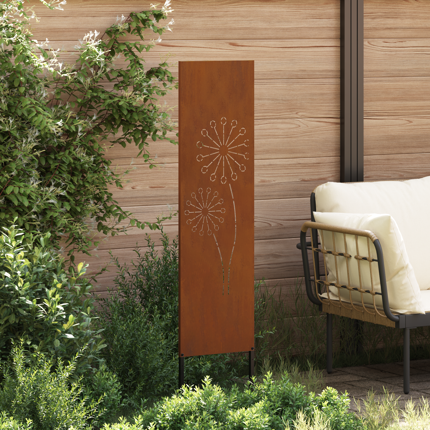 Garten Sichtschutz-Leinwand Rostig 32 x 140 cm Wetterfeststahl