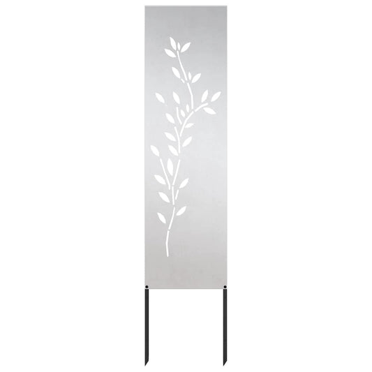 Garten Sichtschutz-Leinwand Floral Silber 32 x 140 cm Edelstahl