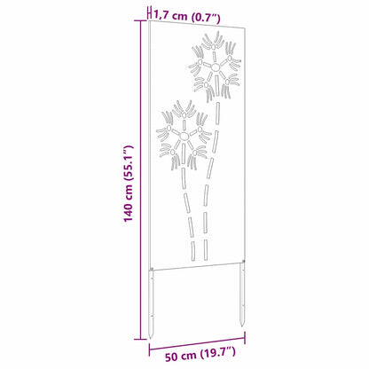 Garten Sichtschutz-Leinwand Rostig 50 x 140 cm Wetterfeststahl