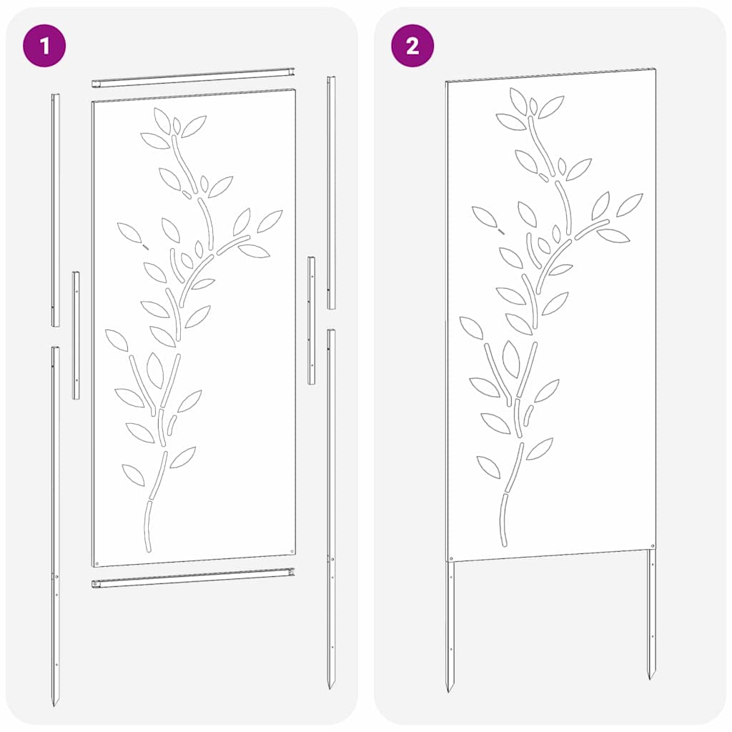 Garten Sichtschutz-Leinwand Floral Silber 50 x 140 cm Edelstahl