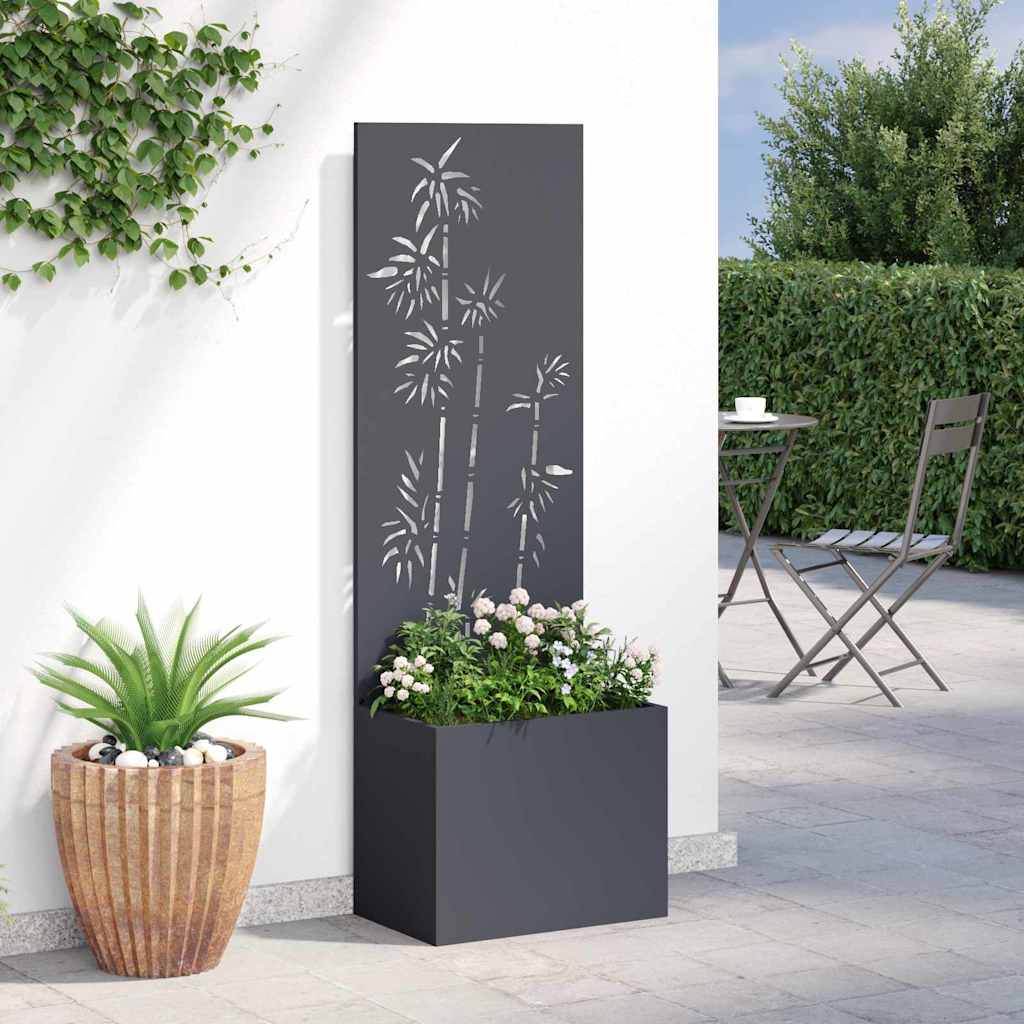 Garten Sichtschutz-Leinwand Floral Anthrazit 50 x 140 cm