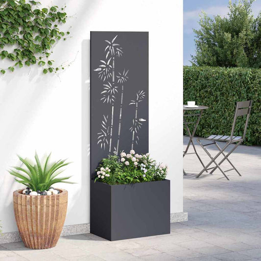 Garten Sichtschutz-Leinwand Floral Anthrazit 50 x 140 cm