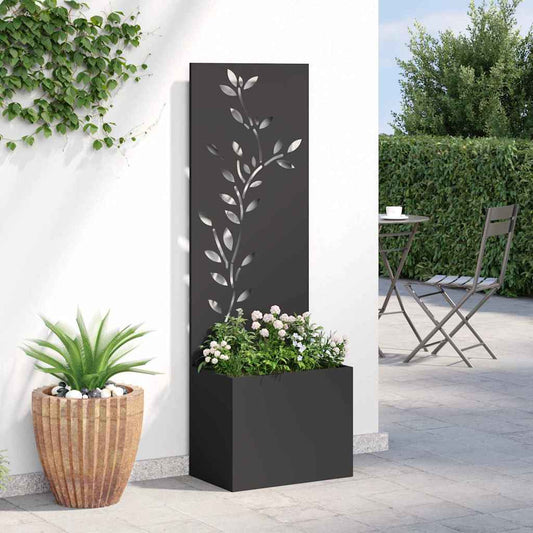 Garten Sichtschutz-Leinwand Floral Schwarz 50 x 140 cm