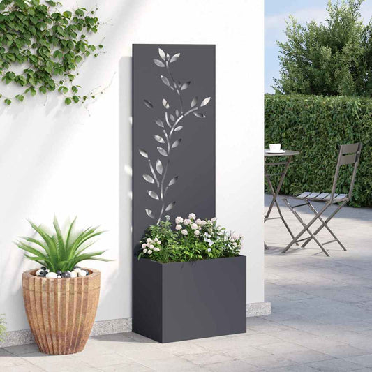 Garten Sichtschutz-Leinwand Floral Anthrazit 50 x 140 cm