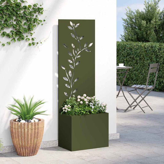 Garten Sichtschutz-Leinwand Floral Olivgrün 50 x 140 cm