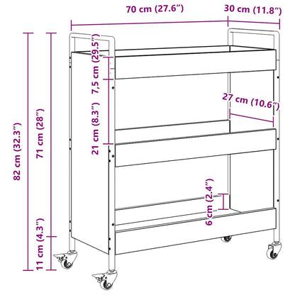 Küchentrolley Artisan-Eiche 70 x 30 x 82 cm Holzwerkstoff