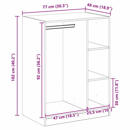 Kleiderschrank mit Regal Artisan-Eiche 77 x 48 x 102 cm