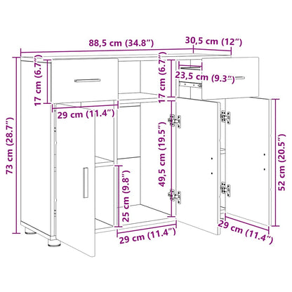 Holzschrank Sonoma-Eiche 88,5 x 30,5 x 73 cm Holzwerkstoff