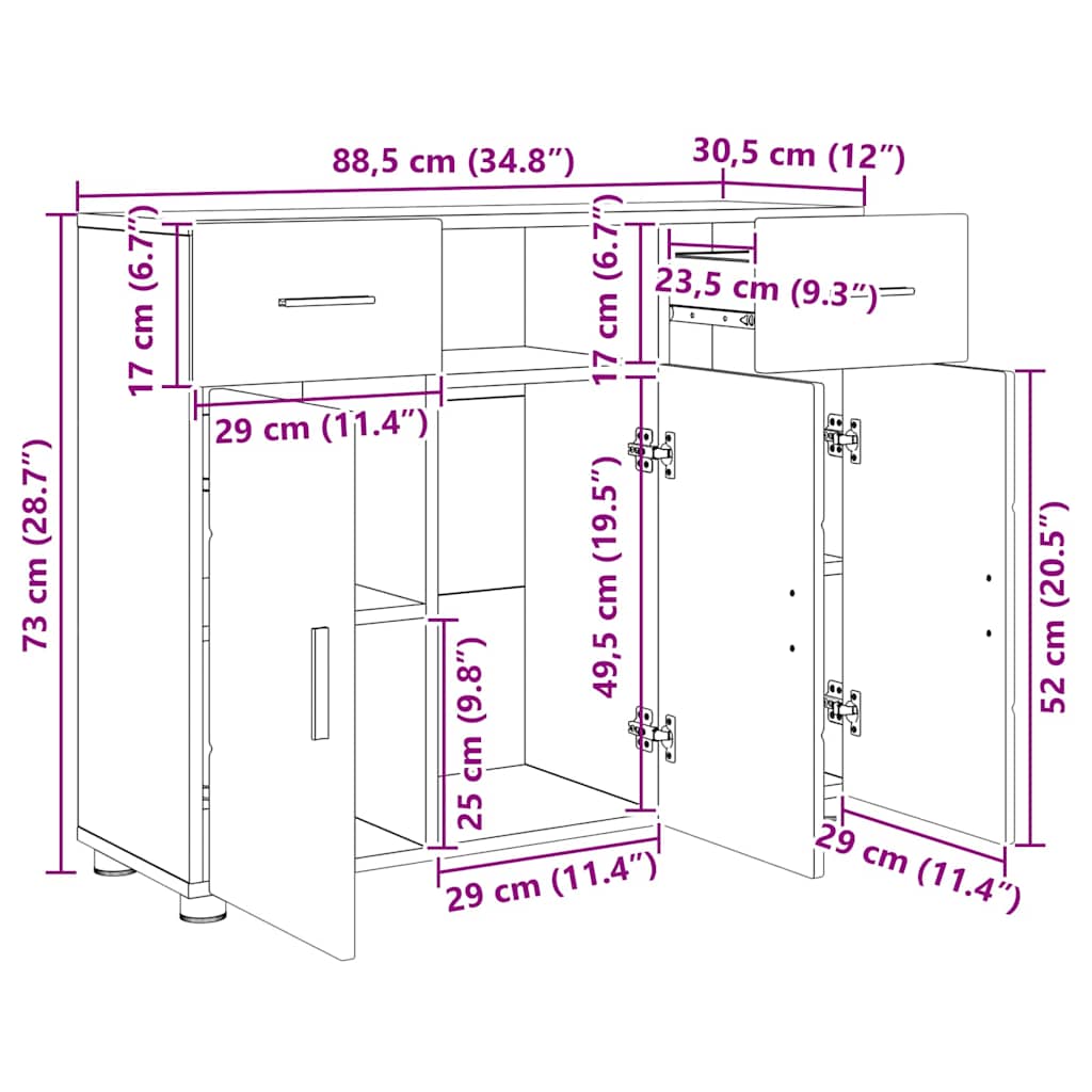 Holzschrank mit Speicher Braun Eichen-Optik 88,5 x 30,5 x 73 cm