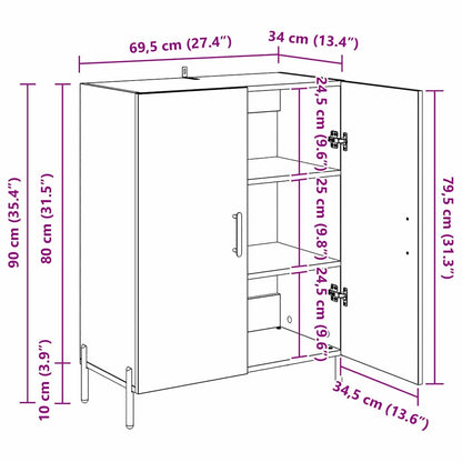 Sideboard Schwarz Eichen-Optik 69,5 x 34 x 90 cm Holzwerkstoff