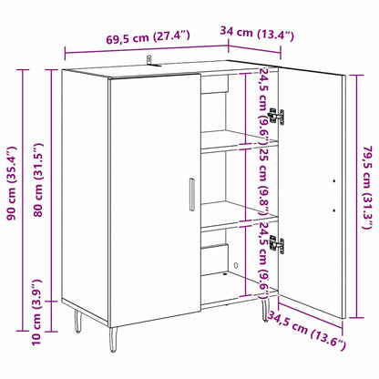 Sideboard Schwarz Eichen-Optik 69,5 x 34 x 90 cm Holzwerkstoff