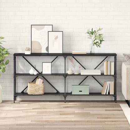 Konsolentisch mit Regal Schwarz Eichen-Optik 160 x 30 x 75 cm