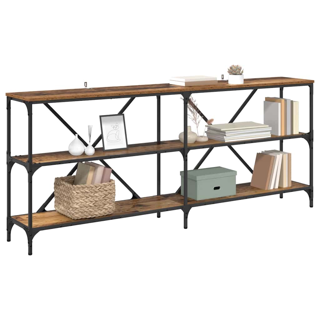 Konsolentisch mit Regal Altholz 180 x 30 x 75 cm Holzwerkstoff