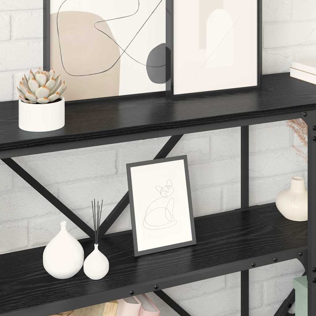 Konsolentisch mit Regal Schwarz Eichen-Optik 180 x 30 x 75 cm