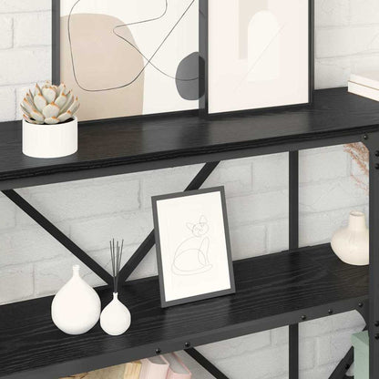 Konsolentisch mit Regal Schwarz Eichen-Optik 180 x 30 x 75 cm