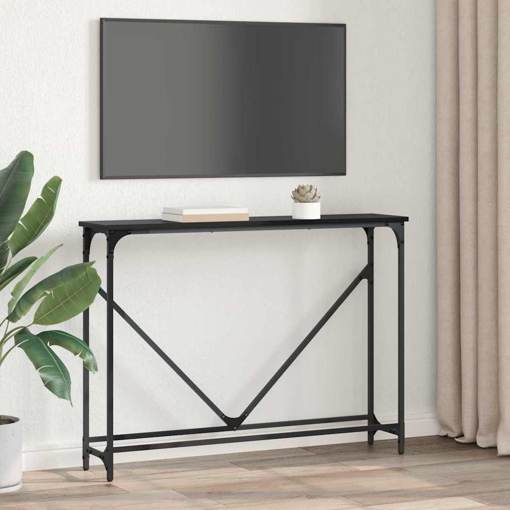 Konsolentisch Schwarz Eichen-Optik 102 x 23 x 75 cm