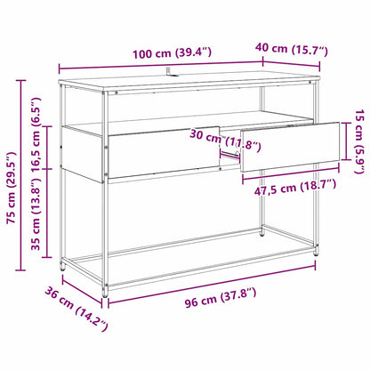 Konsolentisch Schwarz Eichen-Optik 100 x 40 x 75 cm