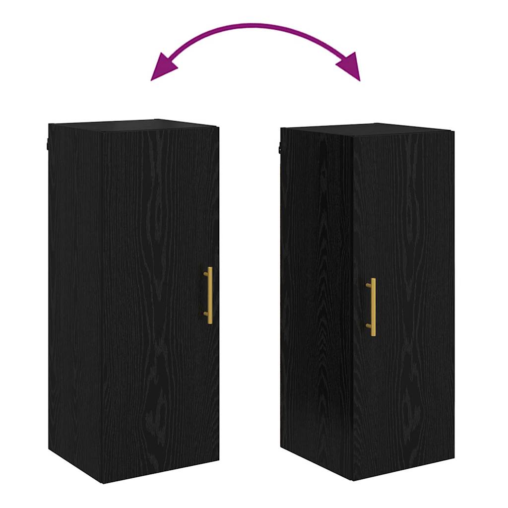 Wandschrank Schwarz Eichen-Optik 34,5 x 34 x 90 cm