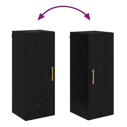 Wandschrank Schwarz Eichen-Optik 34,5 x 34 x 90 cm