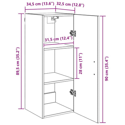 Wandschrank Schwarz Eichen-Optik 34,5 x 34 x 90 cm