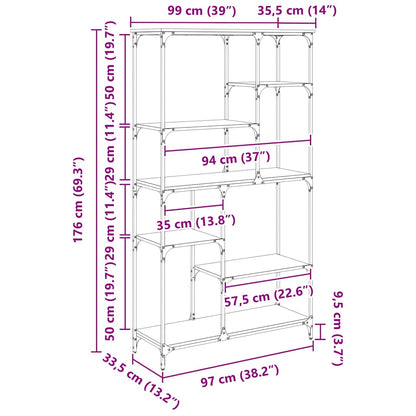 Bücherregal Artisan-Eiche 99 x 35,5 x 176 cm Holzwerkstoff