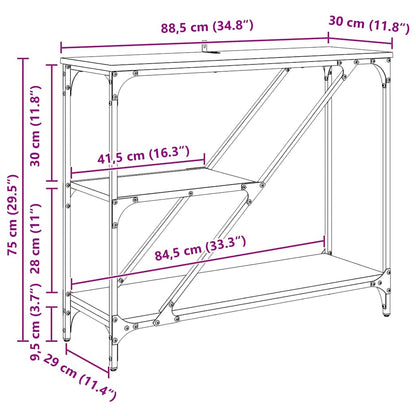 Konsolentisch Schwarz Eichen-Optik 88,5 x 30 x 75 cm