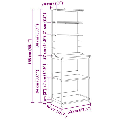 Küchenregal Graues Sonoma 60 x 40 x 168 cm Holzwerkstoff
