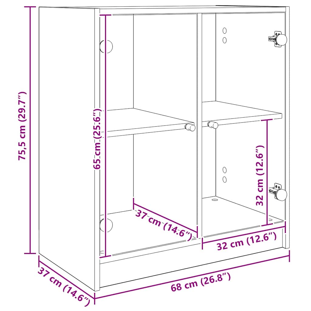 Seitenschrank Artisan-Eiche 68 x 37 x 75,5 cm Holzwerkstoff