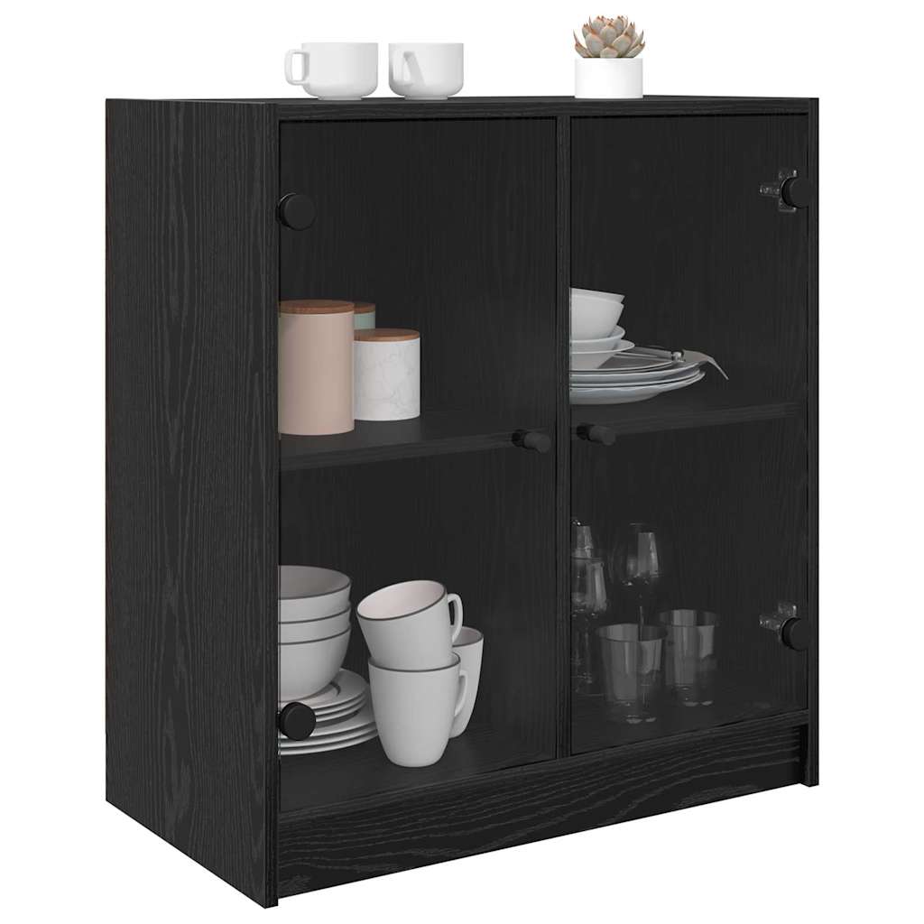 Seitenschrank Schwarz Eichen-Optik 68 x 37 x 75,5 cm