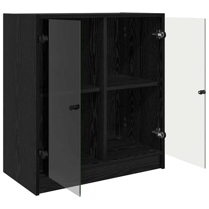 Seitenschrank Schwarz Eichen-Optik 68 x 37 x 75,5 cm