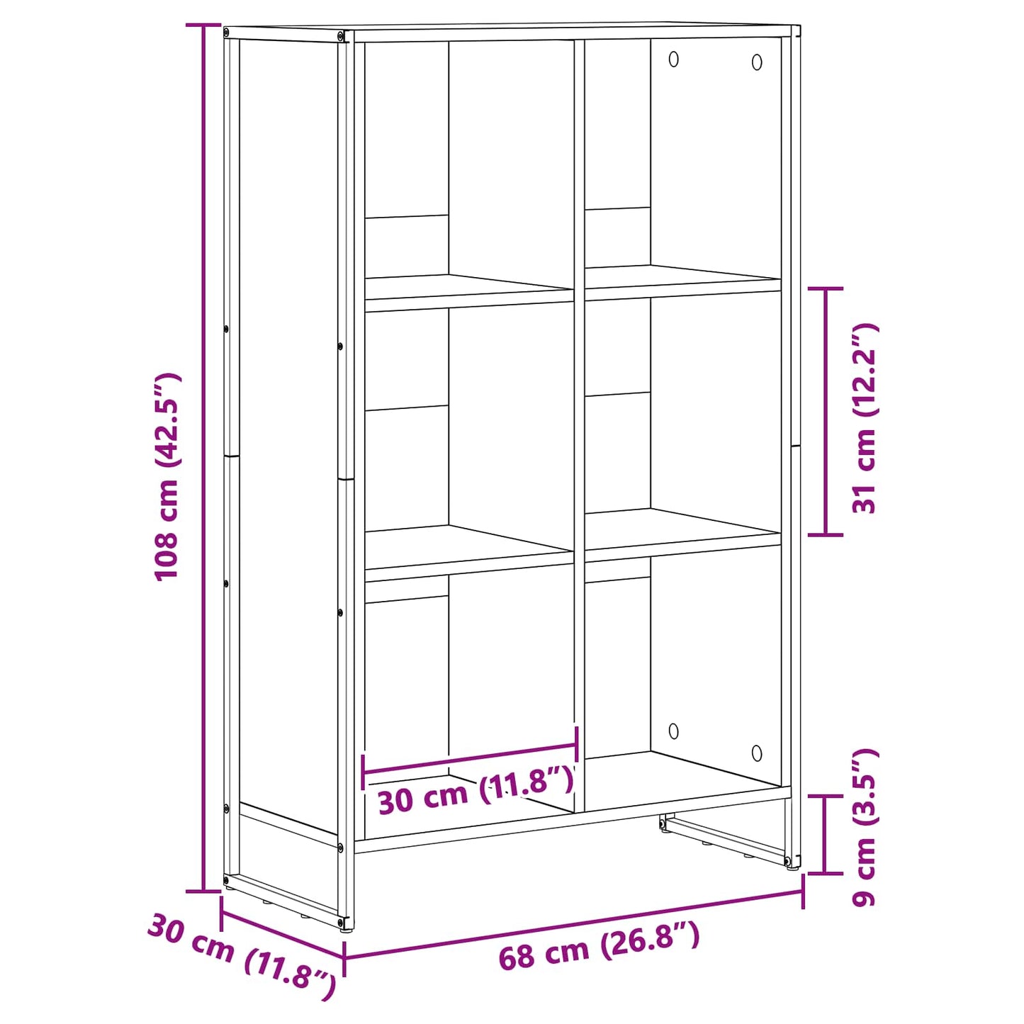 Bücherregal Kunsthandwerk Eiche 99,5 x 30 x 108,5 cm