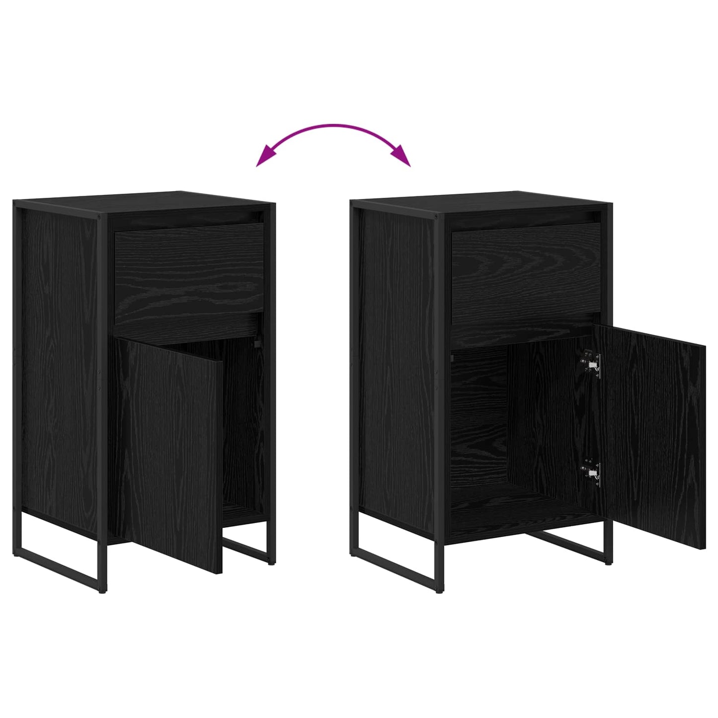 Sideboard Schwarz Eichen-Optik 81 x 36 x 150.5 cm Holzwerkstoff