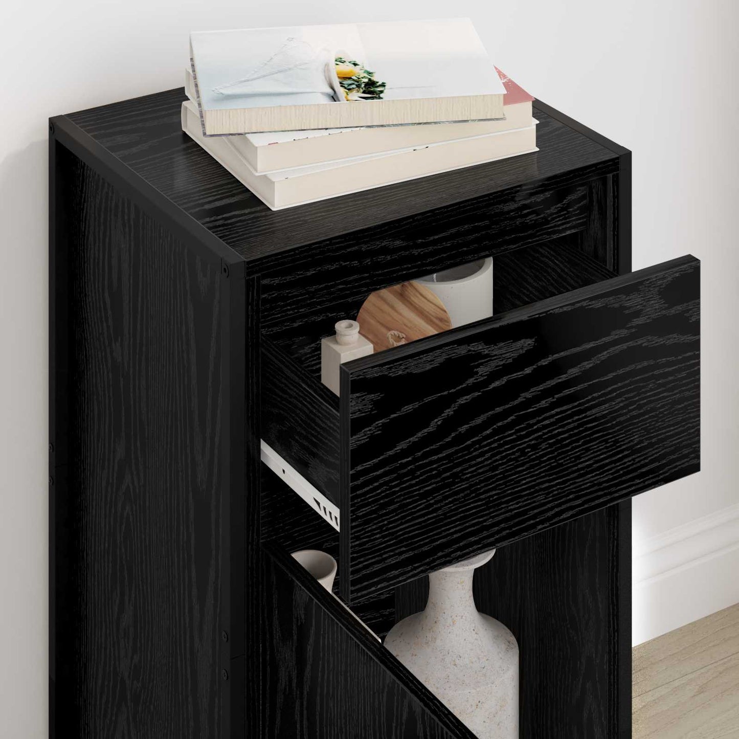 Sideboard Schwarz Eichen-Optik 81 x 36 x 150.5 cm Holzwerkstoff