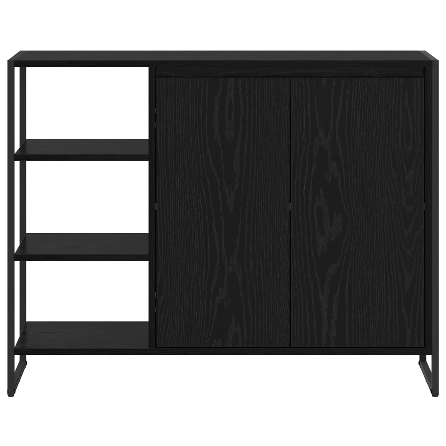 Seitenschrank Schwarz Eichen-Optik 96,5 x 30 x 75 cm