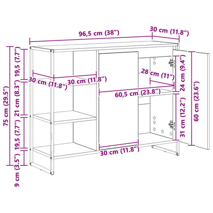 Seitenschrank Raucharbe 96,5 x 30 x 75 cm Holzwerkstoff