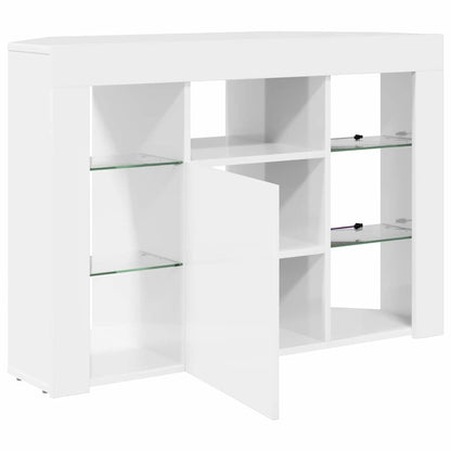 Eck-LED-TV-Schrank Wandmontiert Hochglanz Weiß 104 x 40 x 68 cm