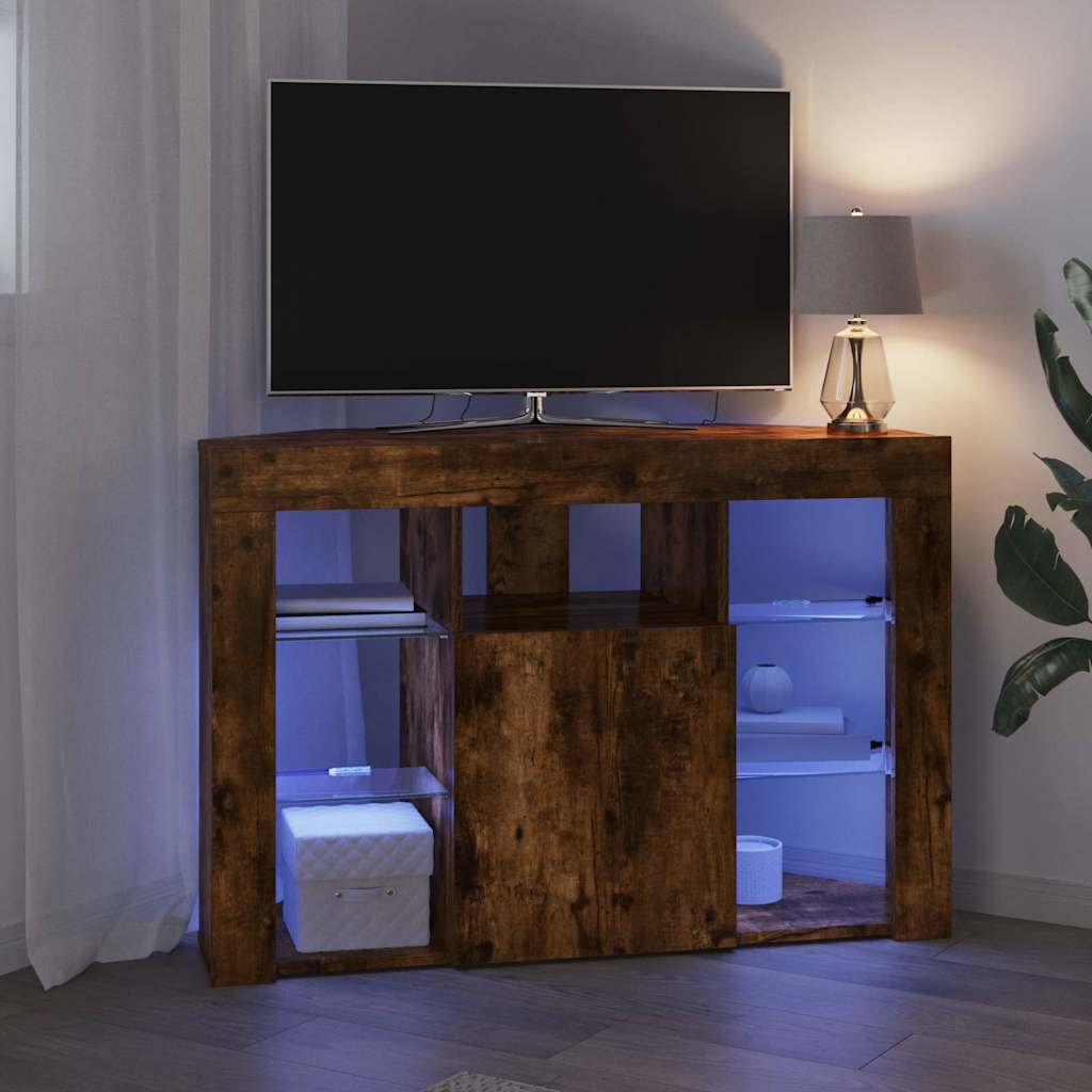 Eck-LED-TV-Schrank Geräucherte Eiche 105 x 40 x 68 cm