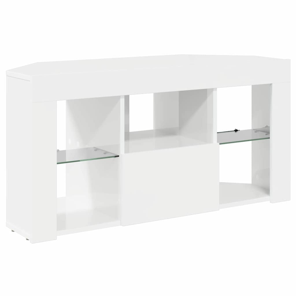 Eck-LED-TV-Schrank Wandmontiert Hochglanz Weiß 104 x 40 x 50 cm