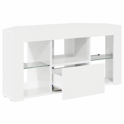 Eck-LED-TV-Schrank Wandmontiert Hochglanz Weiß 104 x 40 x 50 cm